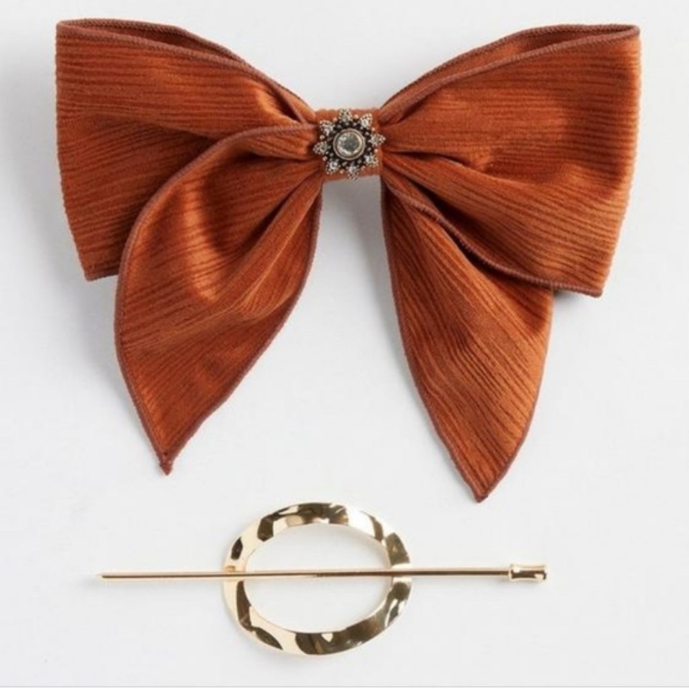 Torrid Copper Bow Hair Clip with Gem Accent
